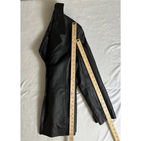 Worthington Womens Leather Jacket Se L Black Minimalist Capsule Wardrobe Classic - Picture 8 of 10
